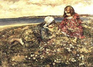 サクラソウの採集 作： Edward Atkinson Hornel