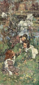 女の子と白鳥 作： Edward Atkinson Hornel