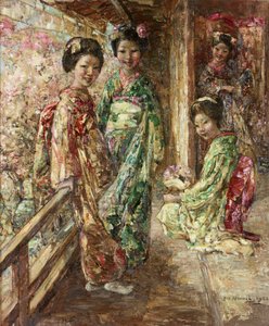 日本庭園にて 作： Edward Atkinson Hornel