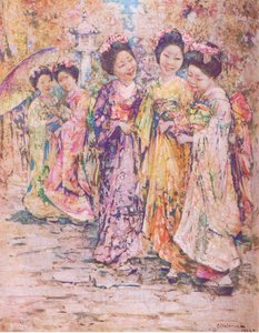 京都のプロムナード、マイマガジンのイラスト 作： Edward Atkinson Hornel