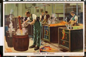 綿染工場、シリーズ「帝国貿易は成長する」より（カラーリトグラフ） 作： Edward Barnard Lintott