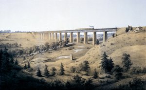 「バージニア州のアルバム」、1858年からプリンスエドワード郡ファームビル近くの高い橋 作： Edward Beyer