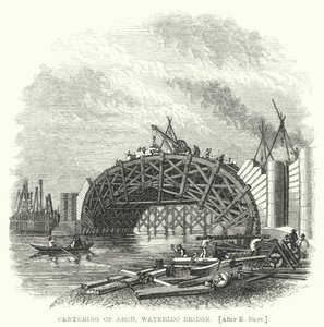 ウォータールー・ブリッジのアーチのセンタリング（彫刻 作： Edward Blore