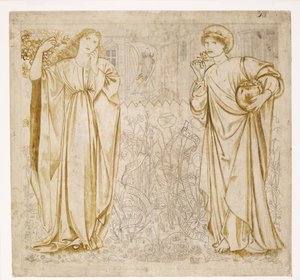 チョーサーの「善良な女性の伝説」-催眠術師とメデア 作： Edward Burne-Jones