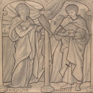 ステンドグラスの窓、ウェルギリウスとホレスの予備デザイン 作： Edward Burne-Jones