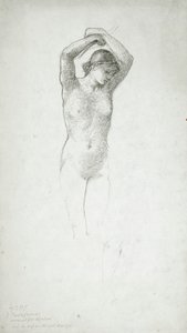 両腕を上げた立像の女性ヌード 作： Edward Burne-Jones