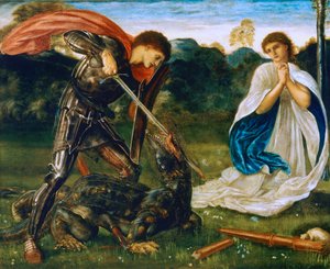 戦いセント・ジョージがドラゴン6世を殺す 作： Edward Burne-Jones