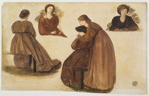 赤い家の装飾のためのデザイン、（女性の研究）1860 作： エドワード・バーン・ジョーンズ