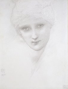 女性の頭、1890 作： Edward Burne Jones