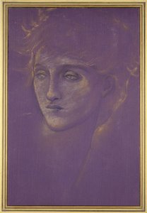女性の頭、1890年代（紫色の地に金の絵の具）