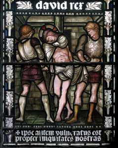 鞭打ち、1876年（ステンドグラス） 作： Edward Burne Jones