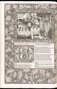 The Works of Geoffrey Chaucer Now Newly Imprinted」Geoffrey Chaucer著、1896年Kelmscott Press発行（木版）。 作： Edward Burne Jones