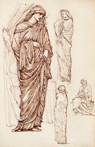 聖母マリアと聖エリザベス、ローブを着た人物 作： Edward Burne Jones
