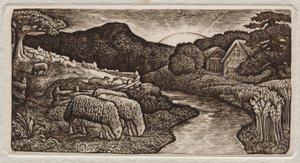 彼の牧草地の羊 作： Edward Calvert