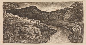 彼の牧草地の羊 作： Edward Calvert