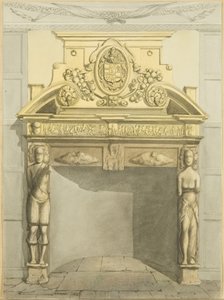 セント・マイケルズ・ヒルの故エストリン博士の学校室の煙突（1823年10月撮影）（紙に鉛筆・水彩画 作： Edward Cashin