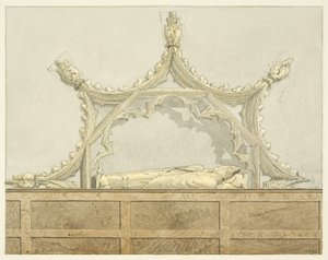 ブリストル大聖堂のニューランド院長の墓（鉛筆・水彩・紙 作： Edward Cashin