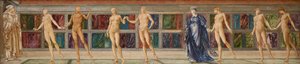 怠惰の庭の巡礼者-9人の人物の研究、1874年頃（水彩） 作： Edward Coley (studio of) Burne Jones