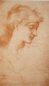 若い女性の頭部 作： Edward Coley Burne Jones