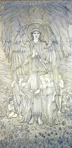 太陽を動かす愛」（紙に鉛筆） 作： Edward Coley Burne Jones