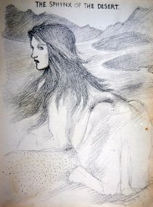 砂漠のスフィンクス」（鉛筆・紙） 作： Edward Coley Burne Jones