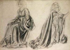 The Backgammon Players」の習作（鉛筆、紙） 作： Edward Coley Burne Jones