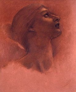 希望」の頭部のための習作、1870年頃（チョーク） 作： Edward Coley Burne Jones