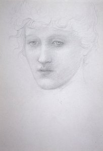 少女の頭部の習作 - Bessie Keane, c.1896 （紙に鉛筆） 作： Edward Coley Burne Jones