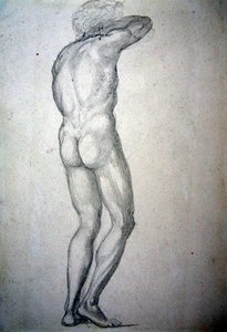 立ったままの裸体の習作 1873年頃 （紙に鉛筆） 作： Edward Coley Burne Jones