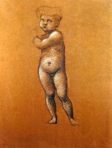 ローマのアメリカ教会のモザイク画のための幼子「カイン」または「アベル」の図の研究 作： Edward Coley Burne Jones