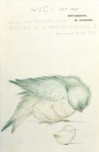 「誇り高き母」（紙に鉛筆と色のチョーク） 作： Edward Burne Jones