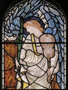 手のひらとヴァイオリンを持つ天使、1877年（ステンドグラス） 作： Edward Burne Jones