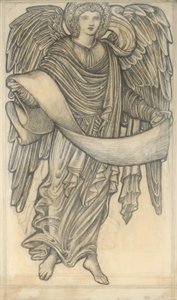 巻物を持つ天使-数字8、1880年（紙にチョーク） 作： Edward Burne Jones