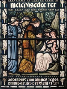 バーミンガム、ブルリングのセントマーティン、モリス＆Co.、エドワードバーンジョーンズ、マギの礼拝、1876 作： Edward Burne Jones
