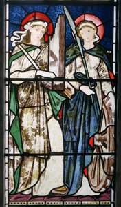Bloxham、St Mary、Morris、Marshall、Faulkner＆Co、Edward Burne-Jones、St Cecilia＆St Catherine、1869 作： Edward Burne Jones