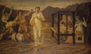 キューピッドとプシュケ-パレスグリーンの壁画-ビーナスザタスク、1881年に設定されたプシュケ 作： Edward Burne Jones