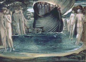 1890年代のThe Sirensのデザイン（紙にWC、ガッシュ、アラビアゴム） 作： Edward Burne Jones