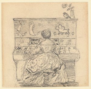 ピアノでのジョージアナ・バーン・ジョーンズ 作： Edward Burne Jones
