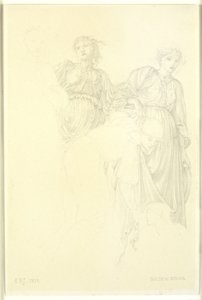 女性のグループ、絵画の予備研究、黄金の階段 作： Edward Coley Burne Jones