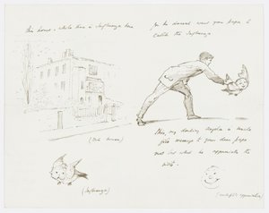 作家の孫娘アンジェラ・サーケルへの手紙（紙に鉛筆 作： Edward Burne Jones