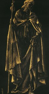 天使の奉仕（紙に金の絵の具） 作： Edward Burne Jones