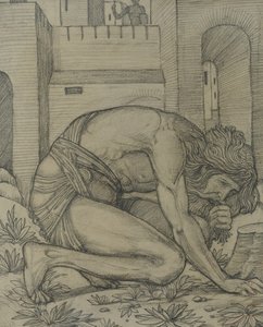 ネブカドネザルイーティンググラス、1878年（紙にチョーク） 作： Edward Burne Jones