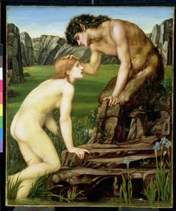パンとプシュケ、1872-74 作： Edward Burne Jones