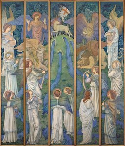 パラダイス、聖子羊の崇拝、1875-80年 作： Edward Burne Jones