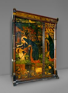 プライオレステールワードローブ、1859年（パイン材とオーク材を塗装） 作： Edward Burne Jones