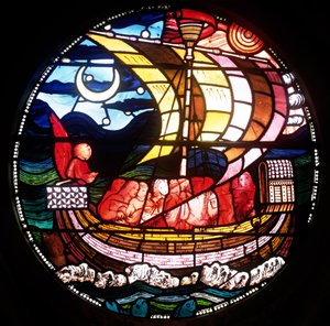 Ship of Souls、おそらく1859年のステンドグラスのディテール120181 作： Edward Burne Jones