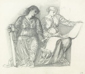 「音楽」のための研究、1865年頃 作： Edward Burne Jones