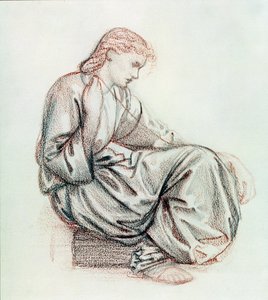 運命の研究（紙に鉛筆と赤いチョーク） 作： Edward Burne Jones