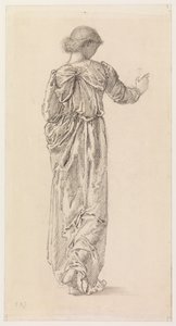「ガーランドウィーバー」のためのドレープの女性像の研究、1866 作： Edward Burne Jones