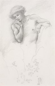 「アバロンのアーサー」のための丘の妖精の研究、1885 作： Edward Burne Jones